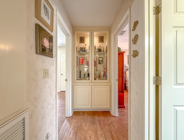 hallway featuring light wood-type flooring