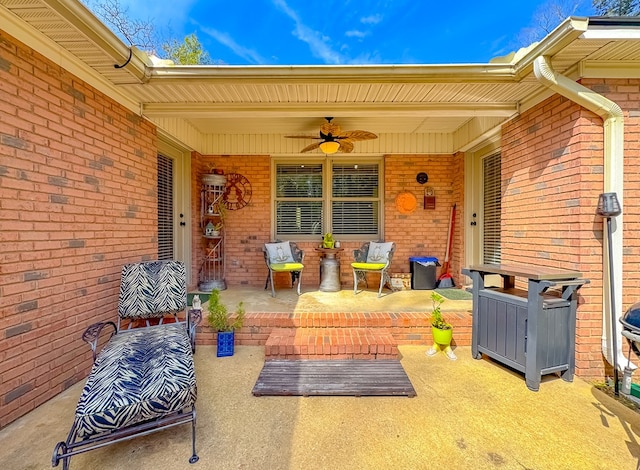 view of patio / terrace featuring a ceiling fan