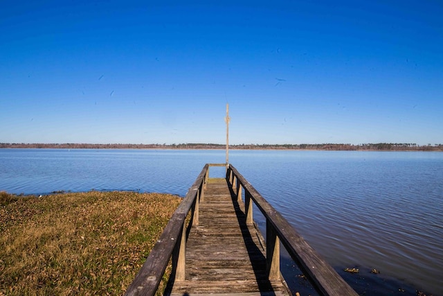 view of dock featuring a water view