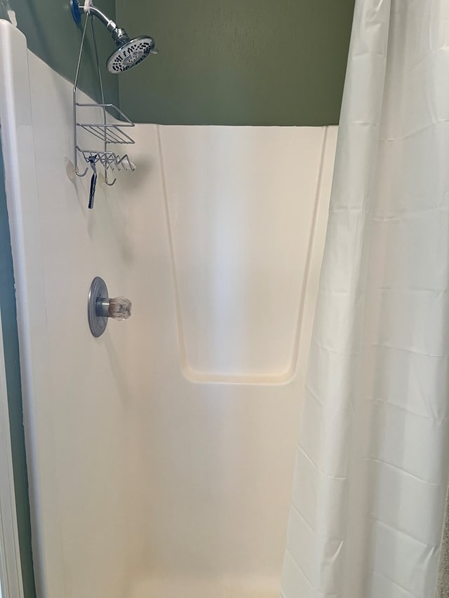 room details with a shower with shower curtain