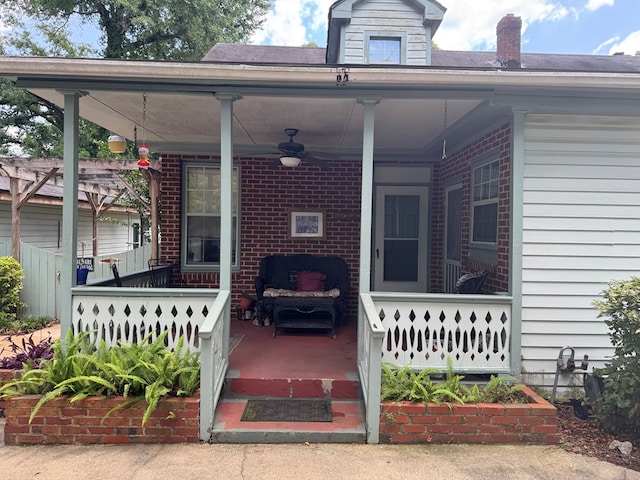 1001 Hall St, Bainbridge, GA 39819 - entrance to property featuring covered porch, brick siding, and a chimney