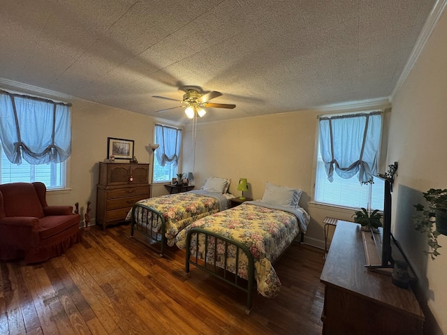 1001 Hall St, Bainbridge, GA 39819 - bedroom with hardwood / wood-style flooring, ornamental molding, and ceiling fan