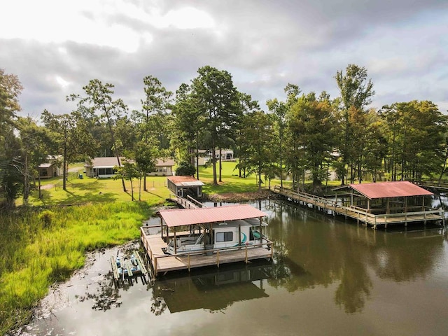 dock area featuring a water view