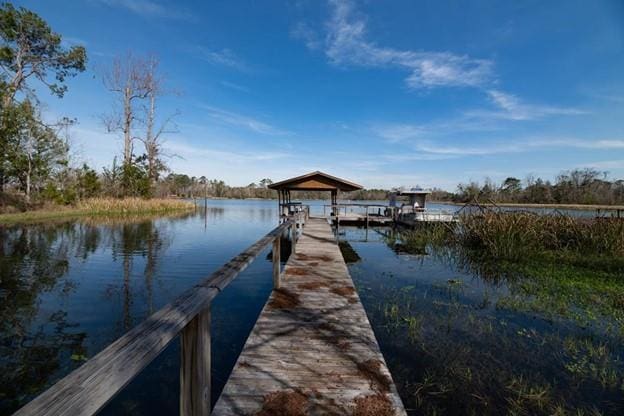 view of dock featuring a water view