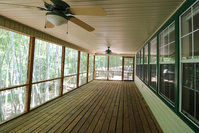 407 Lakeshore Dr, Bainbridge, GA 39819 - unfurnished sunroom with a ceiling fan and a wealth of natural light