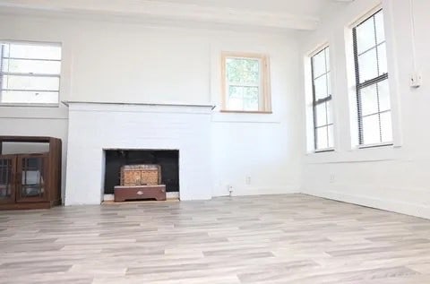 unfurnished living room featuring light hardwood / wood-style flooring