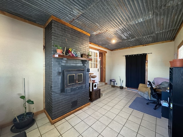 810 Three Notch Rd, Colquitt, GA 39837 - office with light tile patterned floors, a brick fireplace, and baseboards