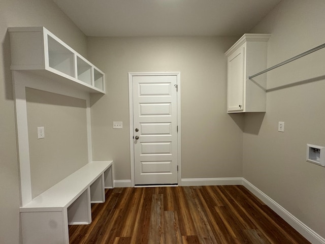 mudroom with dark hardwood / wood-style flooring