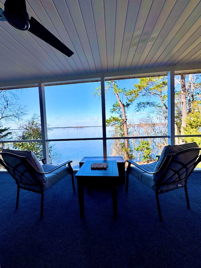 sunroom / solarium with wood ceiling