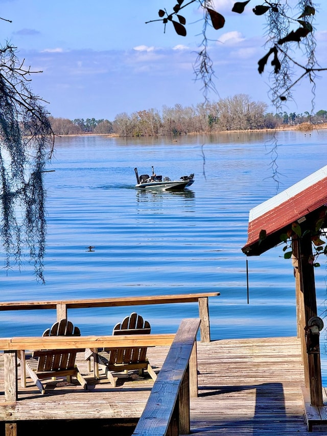 view of dock featuring a water view