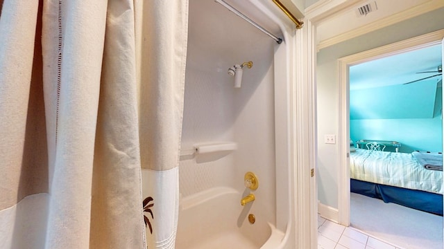 1389 Lake Front Dr, Cairo, GA 39828 - full bathroom featuring ensuite bath, shower / bathtub combination with curtain, and tile patterned floors
