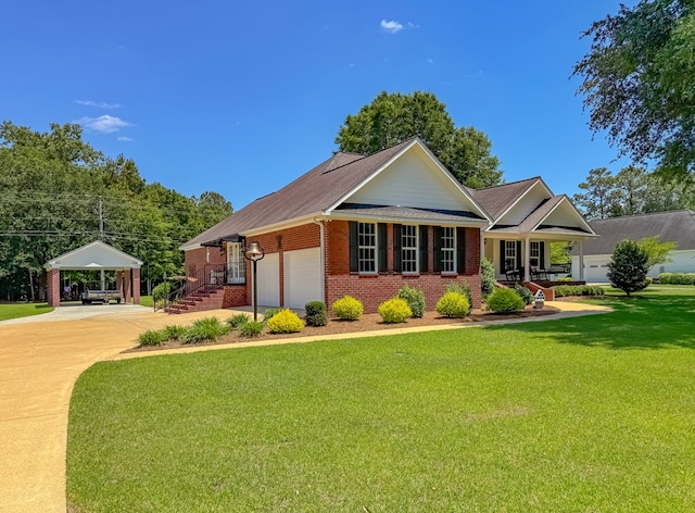 1415 College Rd, Bainbridge, GA 39819 - view of front of property with brick siding, a front yard, a shingled roof, and a porch
