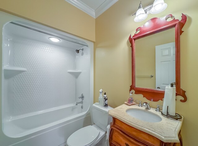 115 Lakeside Ln, Bainbridge, GA 39819 - full bathroom featuring ornamental molding, toilet, washtub / shower combination, and vanity