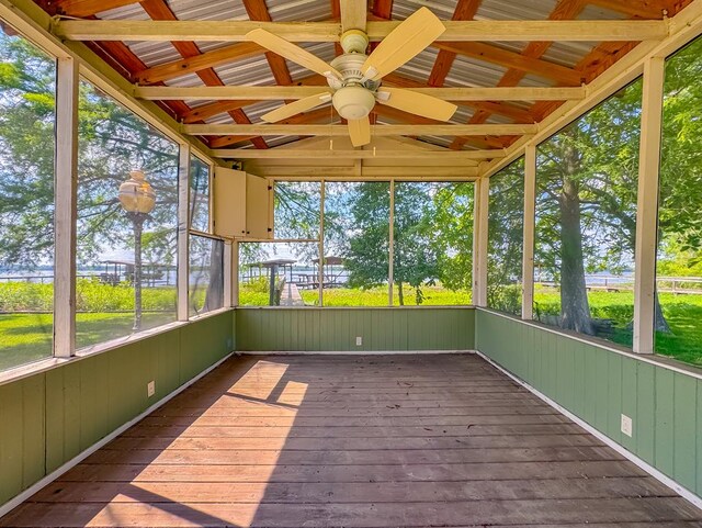 115 Lakeside Ln, Bainbridge, GA 39819 - unfurnished sunroom featuring ceiling fan and plenty of natural light