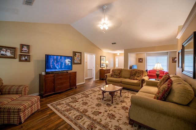 186 Turtle Pond Rd, Bainbridge, GA 39817 - living room with a ceiling fan, wood finished floors, and high vaulted ceiling