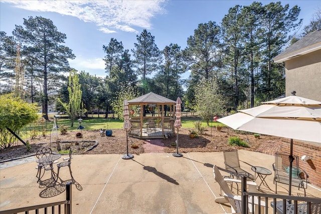 view of patio / terrace featuring a gazebo