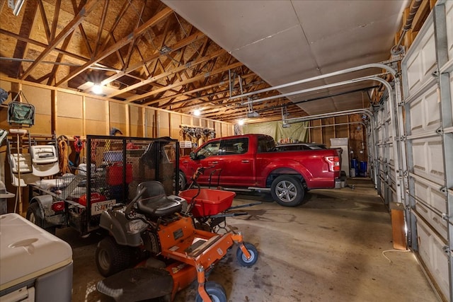 garage with a garage door opener