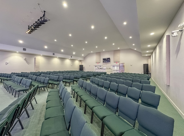 1101 Faceville Hwy, Bainbridge, GA 39819 - home theater room featuring light colored carpet, recessed lighting, and baseboards
