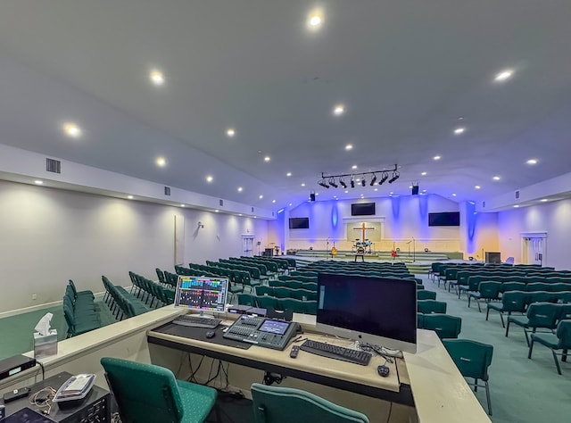 1101 Faceville Hwy, Bainbridge, GA 39819 - carpeted cinema room with recessed lighting and vaulted ceiling