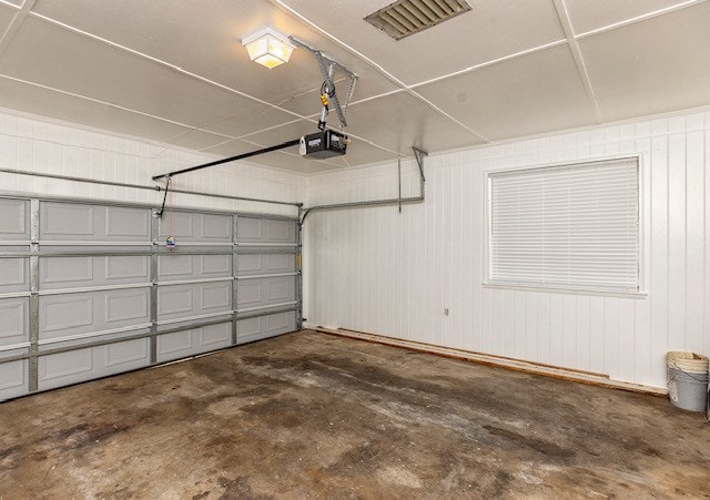 garage with a garage door opener