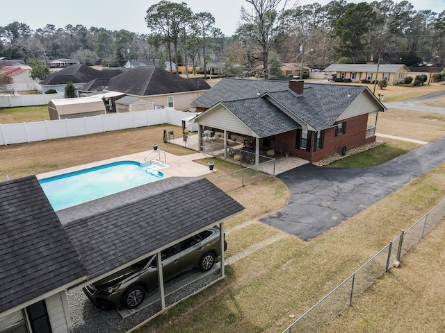 aerial view with a residential view