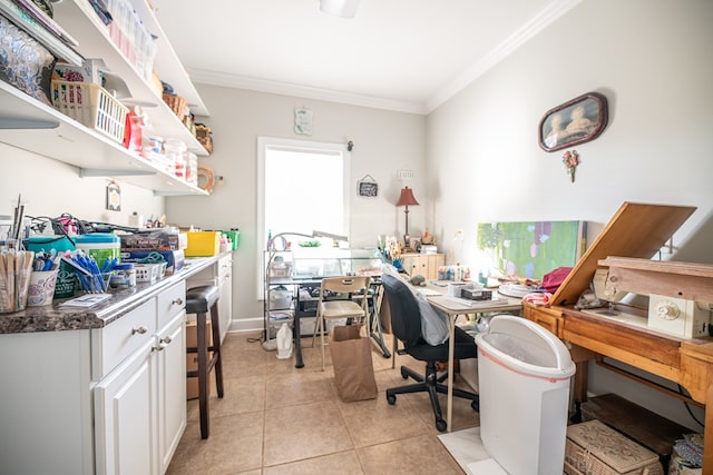 8030 Northwood Dr, Donalsonville, GA 39845 - home office featuring crown molding and light tile patterned floors