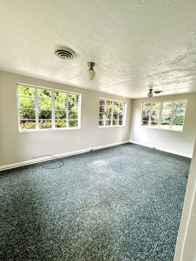 356 E Main St, Colquitt, GA 39837 - spare room featuring a textured ceiling, dark colored carpet, and baseboards