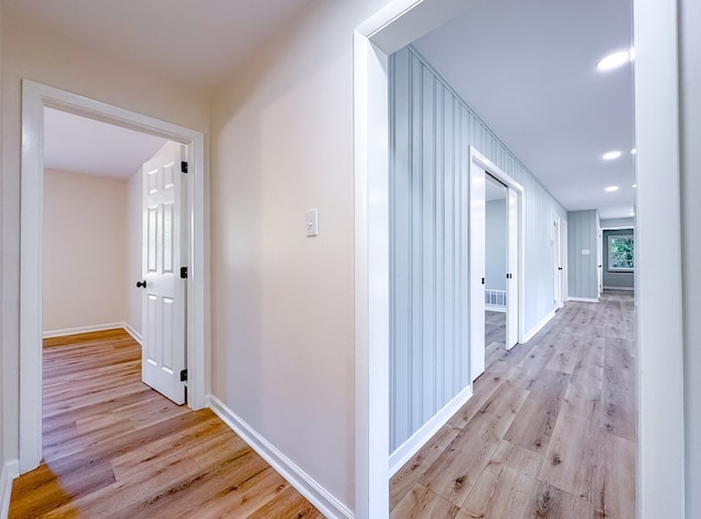 hall featuring light hardwood / wood-style flooring