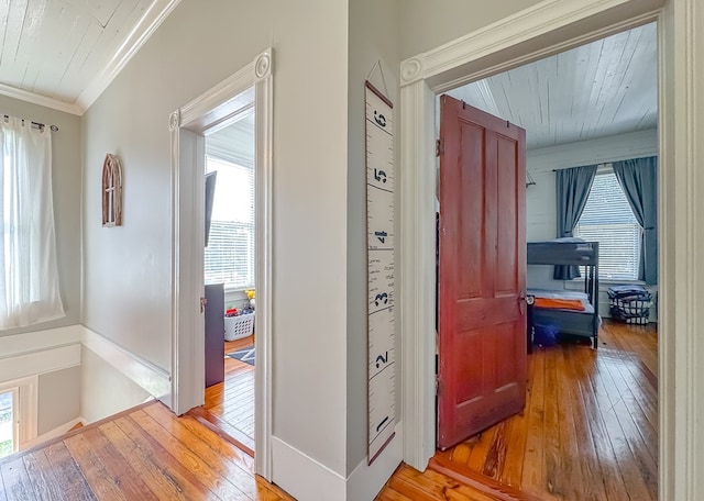 313 E Evans St, Bainbridge, GA 39817 - hallway featuring hardwood / wood-style flooring and ornamental molding