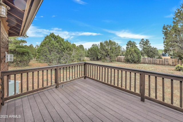 wooden deck with a yard and fence private yard