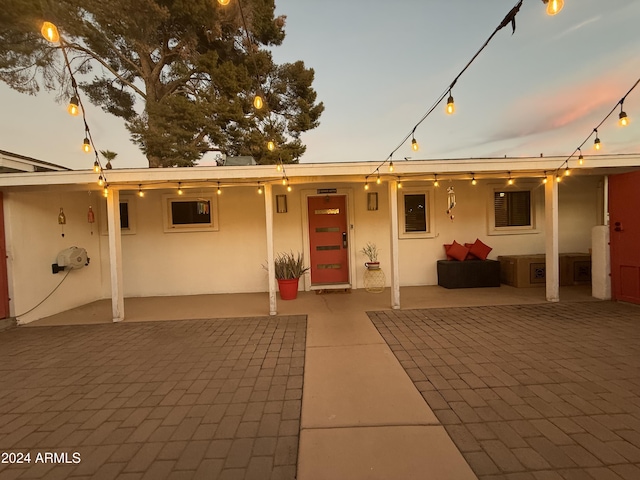 view of front of home with a patio