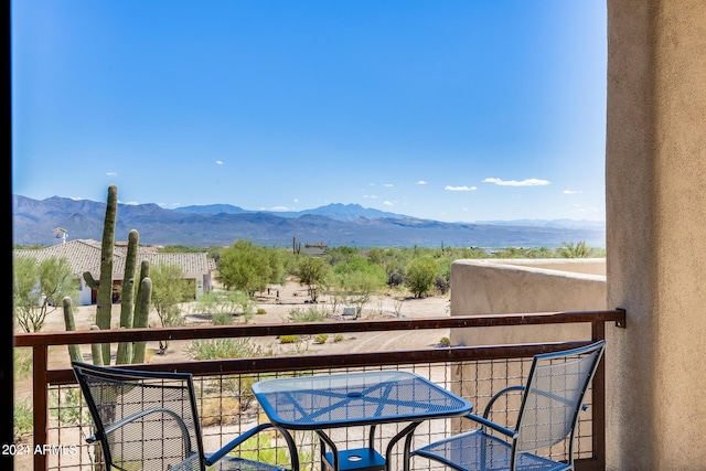 balcony with a mountain view