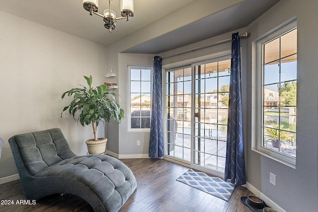 sitting room with wood-type flooring