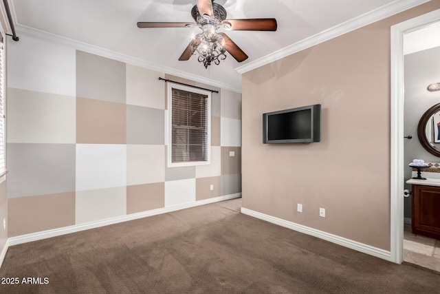 530 S Emerson St, Chandler, AZ 85225 - carpeted empty room with a ceiling fan, ornamental molding, and baseboards