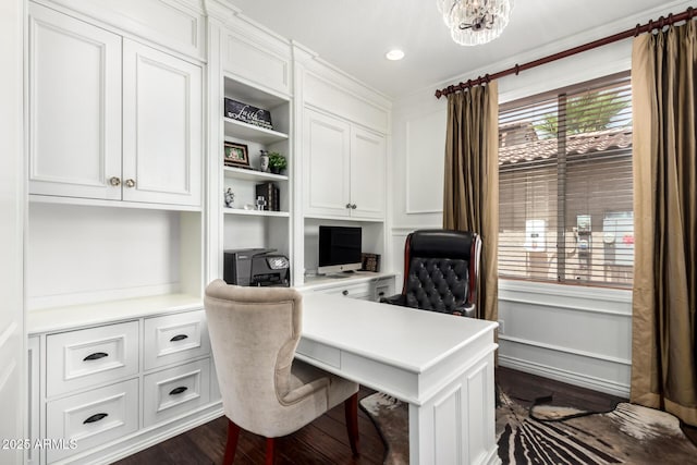 530 S Emerson St, Chandler, AZ 85225 - office area with dark wood-style floors, a chandelier, and recessed lighting