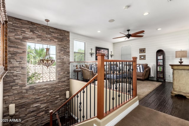 530 S Emerson St, Chandler, AZ 85225 - hallway featuring an upstairs landing, wood finished floors, and recessed lighting