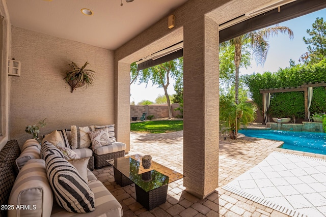 530 S Emerson St, Chandler, AZ 85225 - view of patio featuring outdoor lounge area, a fenced backyard, and an outdoor pool