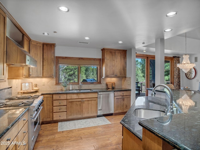 kitchen featuring a sink, stainless steel appliances, and a healthy amount of sunlight
