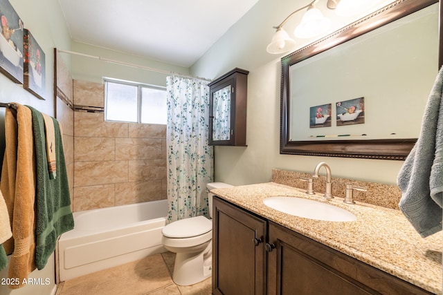 17802 N 45th Ave, Glendale, AZ 85308 - bathroom featuring vanity, tile patterned floors, shower / bath combination with curtain, and toilet