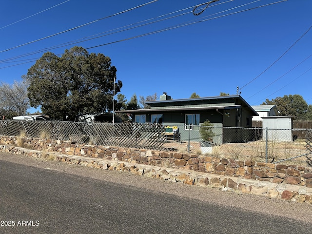 view of front of property with a fenced front yard