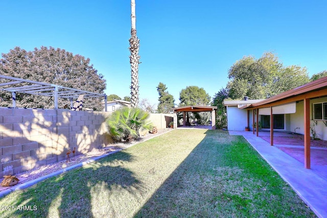 view of yard with a patio area