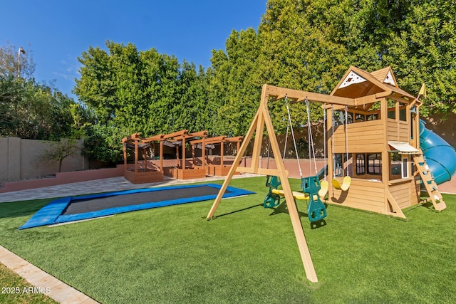 view of playground with a yard