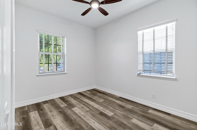 3038 E Longhorn Dr, Gilbert, AZ 85297 - unfurnished room featuring wood finished floors, ceiling fan, and baseboards