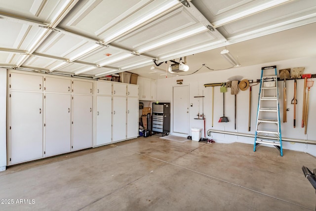 garage with a garage door opener