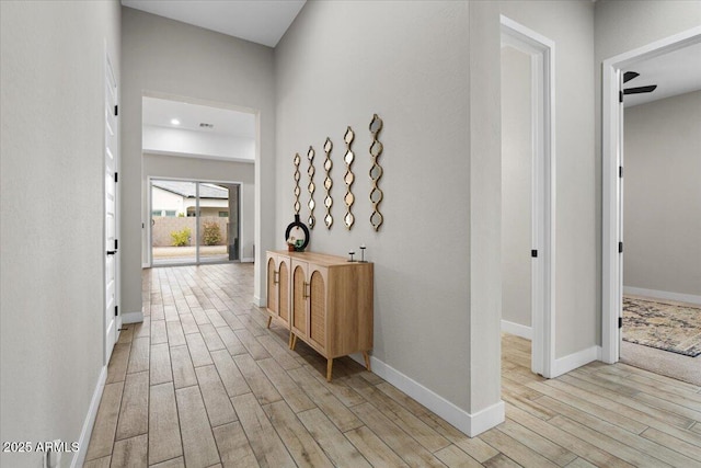 hall featuring light wood-type flooring