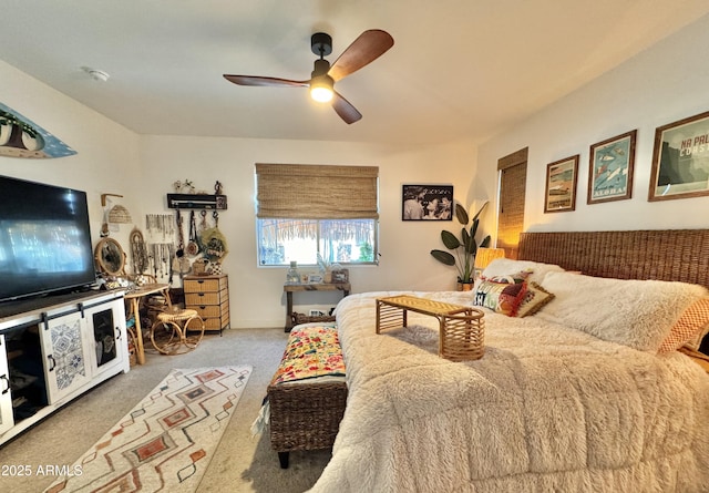 bedroom with carpet flooring and ceiling fan