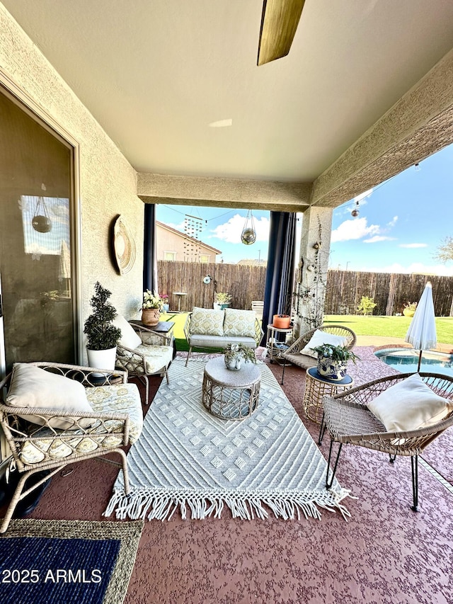 view of patio featuring an outdoor living space