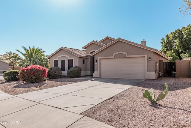 single story home with a garage