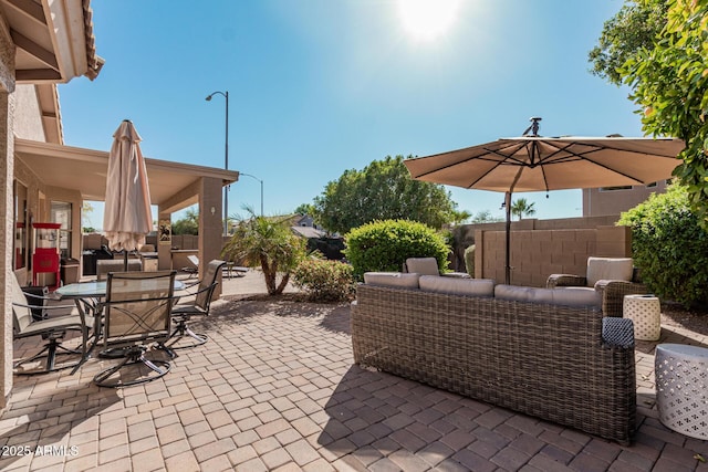 view of patio with an outdoor living space