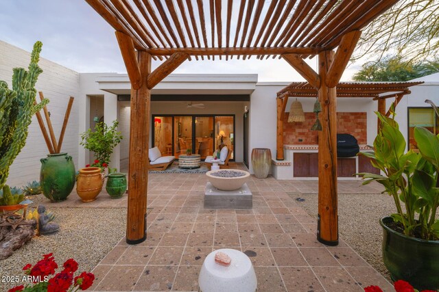 view of patio / terrace featuring a pergola